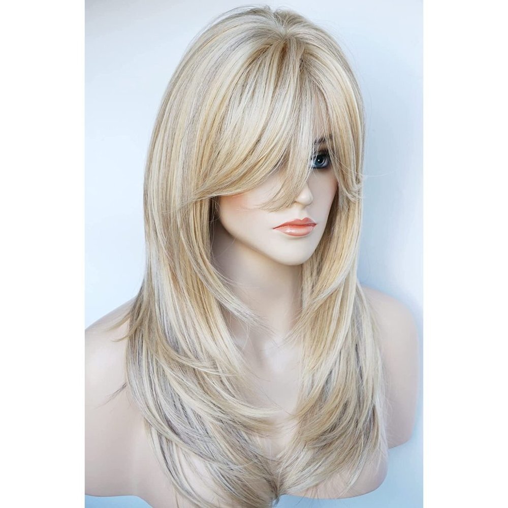 Ash Blonde Highlight With Bangs